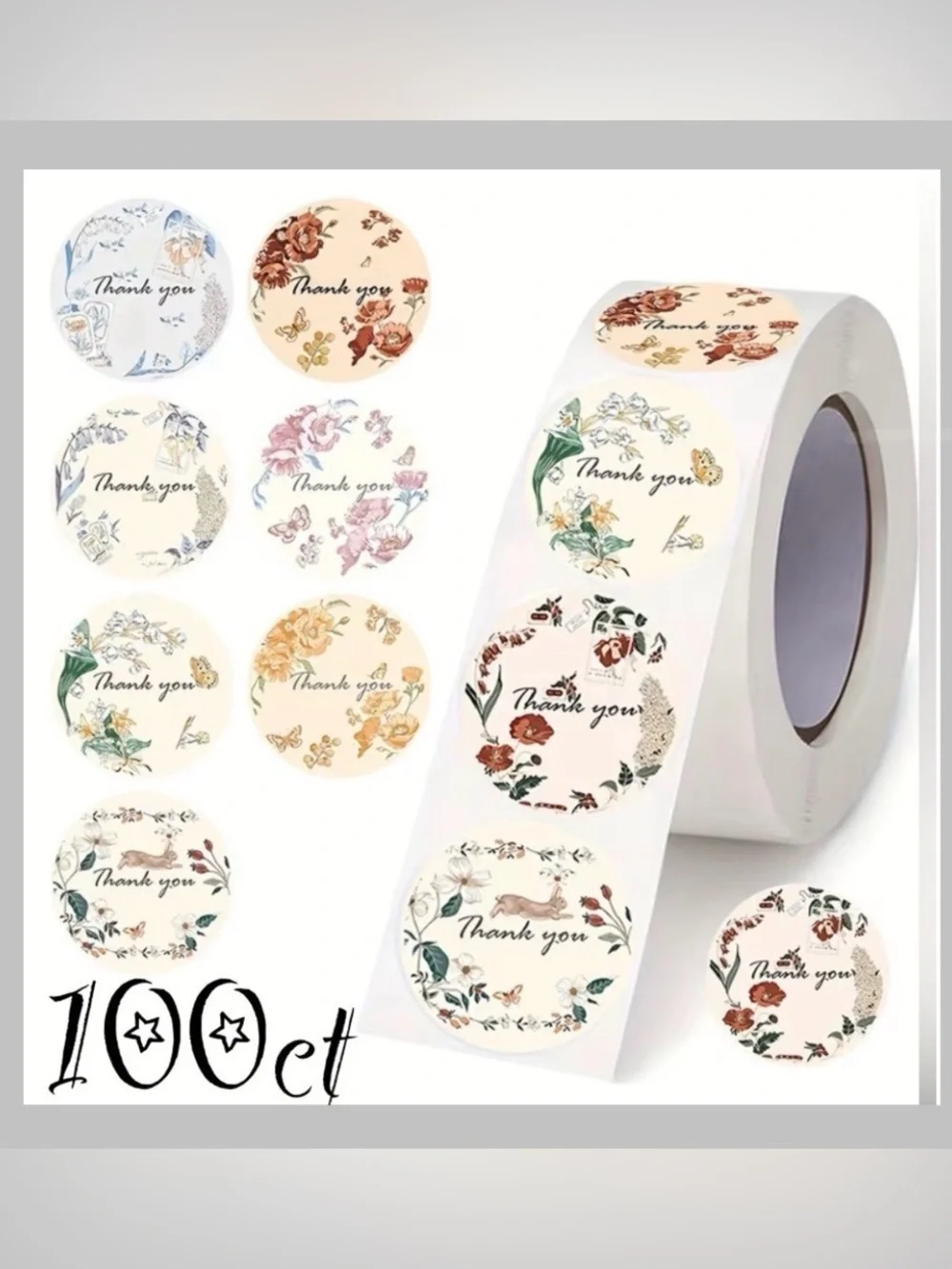 Thank You Design Stickers 100ct~ 1”  (Boutique) ~NEW~ 2 For $12